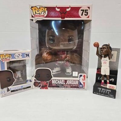 #1830 • NEW!!! (2) Michael Jordan Funko Pops & Lou Williams Bobblehead