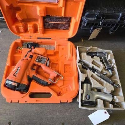 #4088 • (3) Craftsman Pneumatic Air Tools and (1) Paslode Brad Nailer with Case