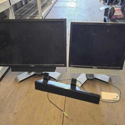 #4108 • (2) Dell Monitors and (1) Speaker