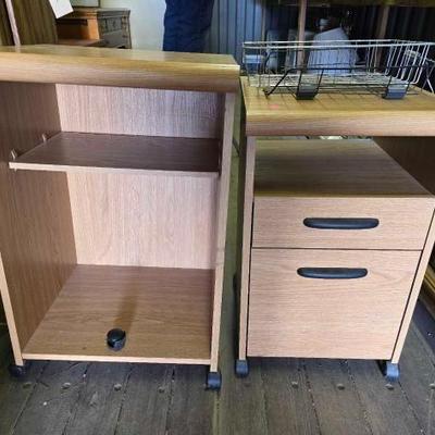 #10504 • (2) Rolling Cabinets, (2) Paper Baskets
