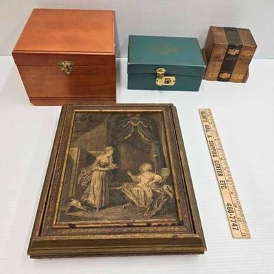 #1926 • (2) Trinket Boxes, (2) Jewelry Box and Ruler