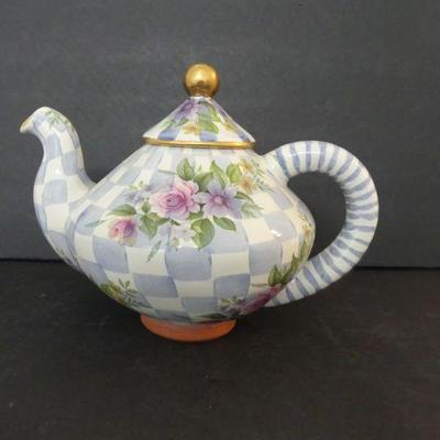Vintage 1990s MacKenzie-Childs "Morning Glory" 9-Cup Teapot with Lid
