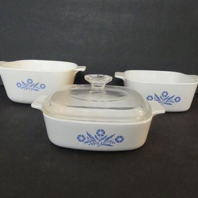 Vintage 1960s Corningware "Blue Cornflower" Casseroles with Lid