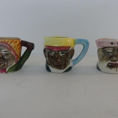 Vintage Set of 3 Miniature Toby Mugs
