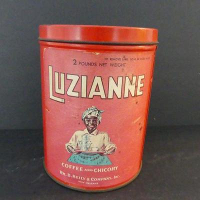 Vintage Luzianne 2-Pound Coffee Tin with Roosters