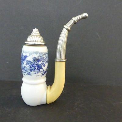 Vintage 1970s Avon Dutch Blue Milk Glass Pipe Bottle