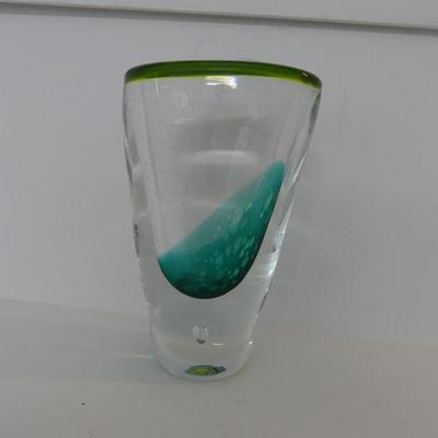 Vintage Made in Poland Controlled Bubble Art Glass Vase