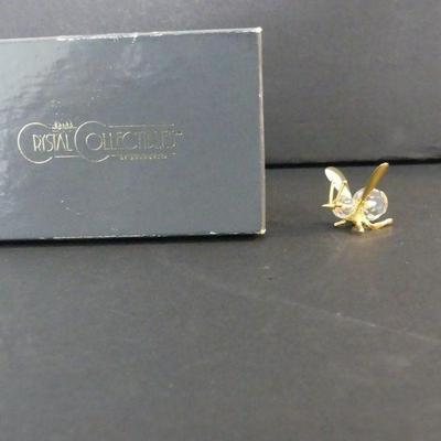 Vintage 1980s Swarovski Crystal Collectibles Trimlite Crystal/Gold Plate Bee #5205 - In Original Box