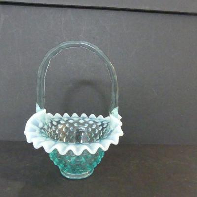 Vintage 1939-1955 Fenton "Hobnail Blue Opalescent" 6" Basket #389/3834