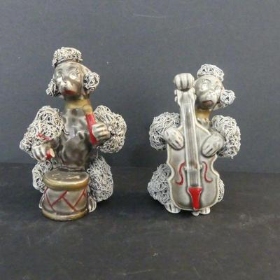 Vintage 1950s Thames Japan Hand Painted Musician Spaghetti Poodle Pair