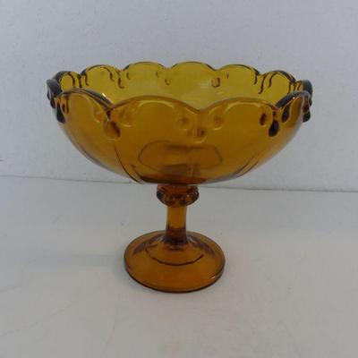 Vintage 1960s Indiana Glass "Teardrop Amber" Compote