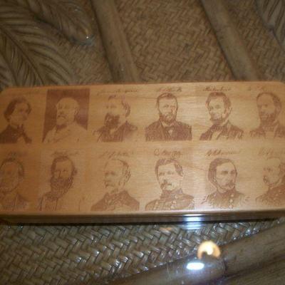 Confederate Generals Presentation box with Handmade Rebel Flag Pen. 
