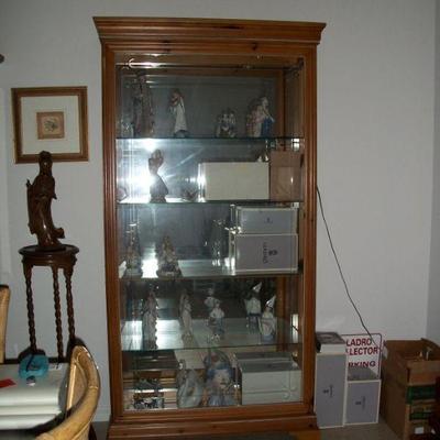 Curio Side Door open Display Cabinet with Lights. Lladro Collection ;.