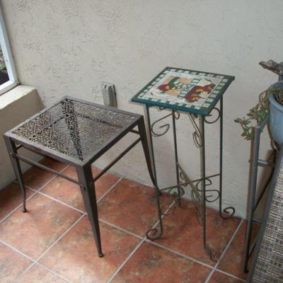 Tile top Plant stand ; Metal Patio End Table