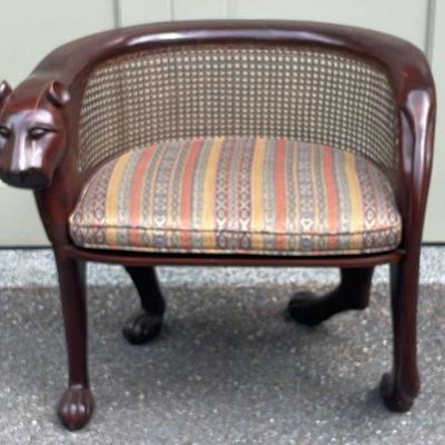 Cane Panther Carved Chair with Claw Feet