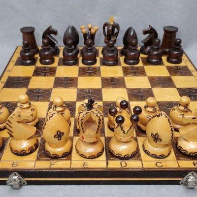 Stunning Hand Carved Poland Wood Chess Set