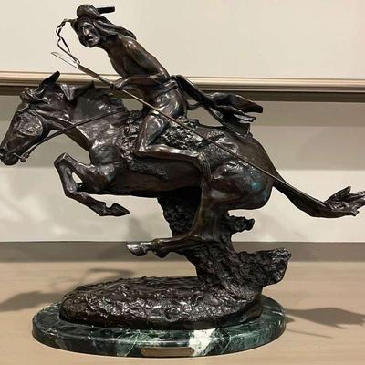 Frederick Remington Bronze Cheyenne Table Top Sculpture