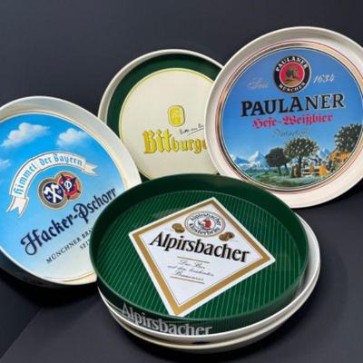 Vintage Beer Tray Collection: German, Mexican, & American Treasures	