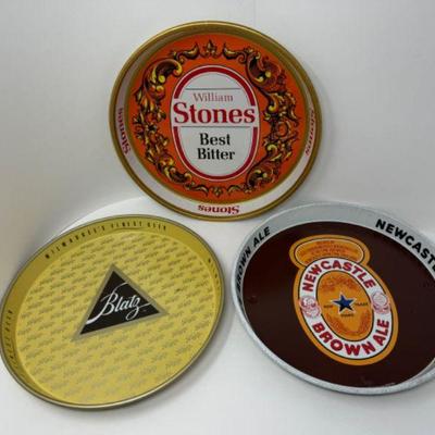 Vintage Beer Tray Collection: Blatz, Stones, & Newcastle	