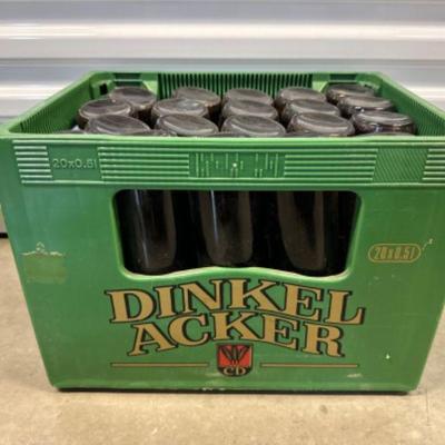 Vintage Dinkel Acker Beer Crate w/ Rare Extra-Large Amber Bottles - #2	