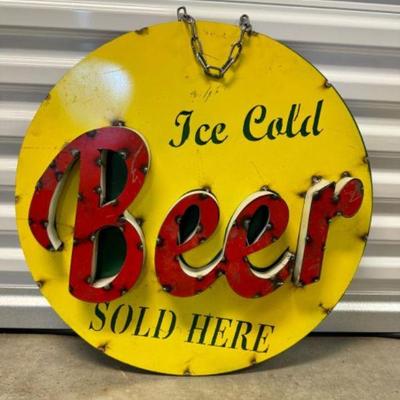 Ice Cold Beer Sold Here Heavy Metal Sign﻿	