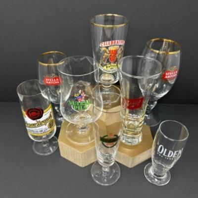 Vintage Beer Glasses Collection: Ayinger, Stella Artois, Schlitz Beer+	