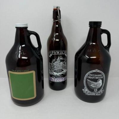 Vintage Bottle Trio:Chalkboard Rectangle & Pinttibarrel Growler & More	