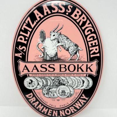 Vintage AASS Bokk Brewery Sign - Norwegian Icon	