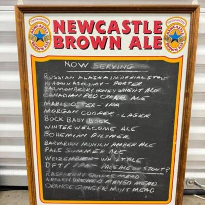 Newcastle Brown Ale Chalkboard Sign Menu Wood Framed	