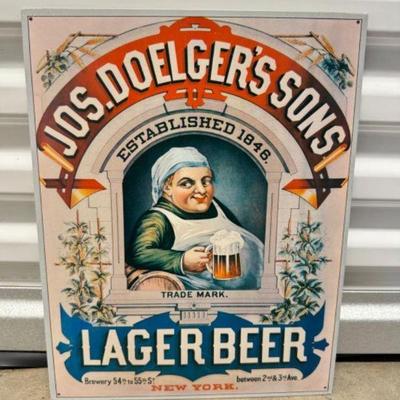 Vintage Jos. Doelger's Sons Lager Beer Sign	