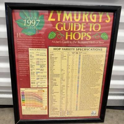 Vintage 1997 Zymurgy's Hop Guide Poster Beer Styles & Variety	
