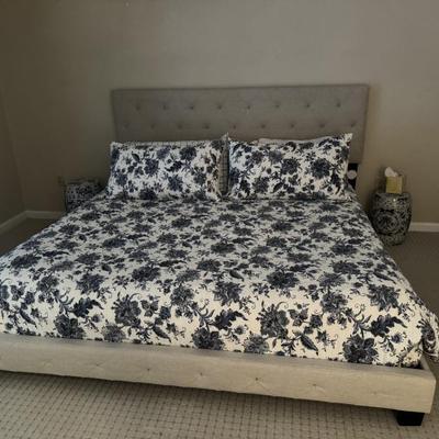 Upholstered king size bed frame