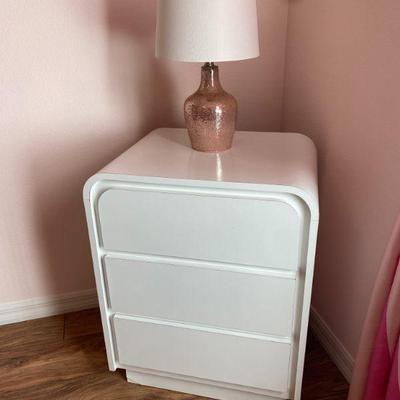 White Side Table, 3 Drawers