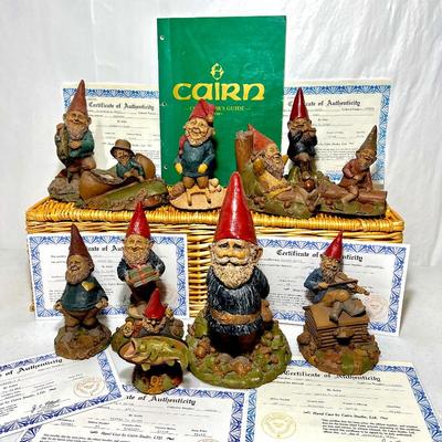 Vintage Cairns Collectable Gnome Figurines All w/Certificates of Authenticity- 11 Total- by Artist Tom Clark