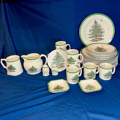 Vintage SPODE Christmas Tree Dinnerware Set - Serving Dishes, Plates, Mugs, Pitcher & More
