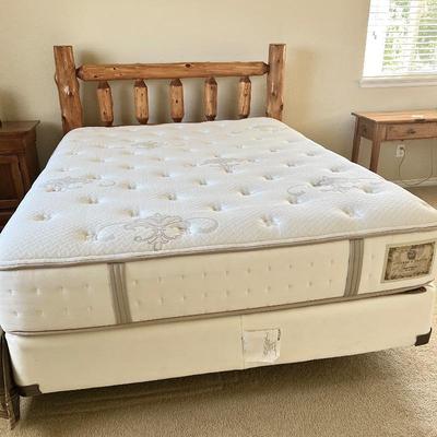  Solid Wood Log Bed Frame with Stearns & Foster Mattress Set in size QUEEN