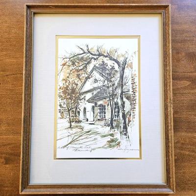 Lithograph of English Store Front Signed by Artist 15" x 19"