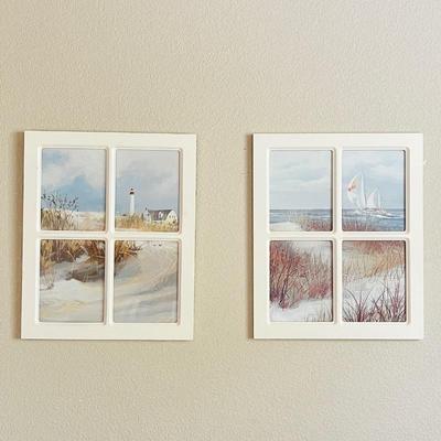 Beach-Themed Paneled Wall Art - Framed Coastal Prints of Lighthouses and Sailboats