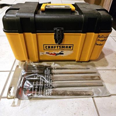 Craftsman Yellow and Black Tool Box filled with Refinishing Sander & Necessities Plus File Set
