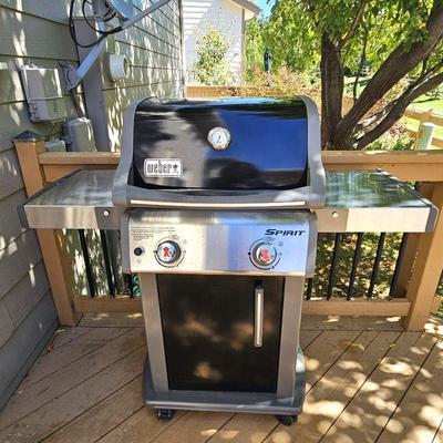 Weber Two Burner Propane Grill With Starter, Propane Take Scale, and Two Optional Stainless Side Tables