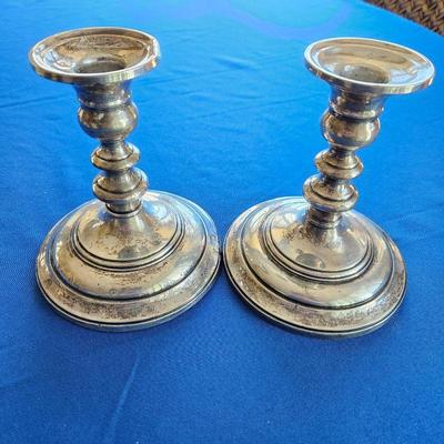  Lot of Two Sterling Silver Candle Sticks Weighted and Reinforced