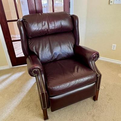 Vintage Reclining Leather Armchair with Nailhead Trim