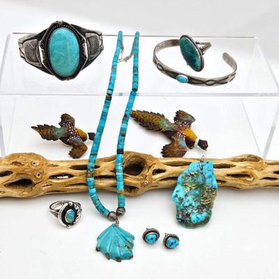 Lot of Native American Sterling Silver and Turquoise Jewelry