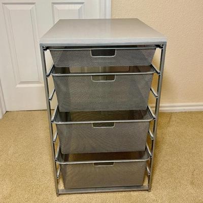 Cabinet-Sized Elfa Mesh Closet Drawers in Platinum -Organizer with 4 Metal Storage Drawers