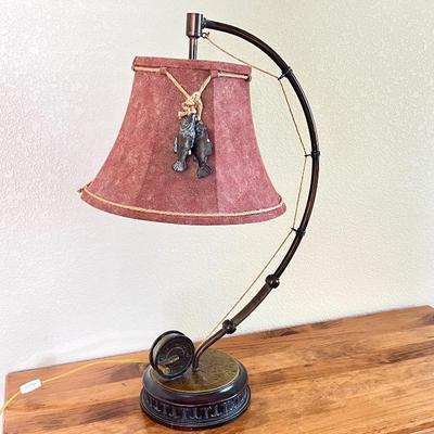 Collector's Desk Lamp - Unique Fishing Design with Reel and Fish Accents