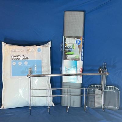 New Items- QUEEN Mattress Pad, Under The Sink Mat, Over The Door Hangers