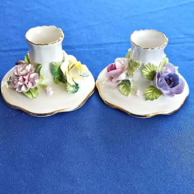 Staffordshire Fine Bone China Set of Taper Candle Holders 
