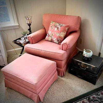 Pink armchair & ottoman
