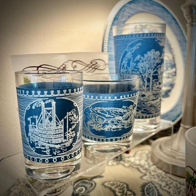 Vintage blue Currier & Ives china set - 170+ pieces