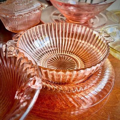 Vintage pink Depression glass